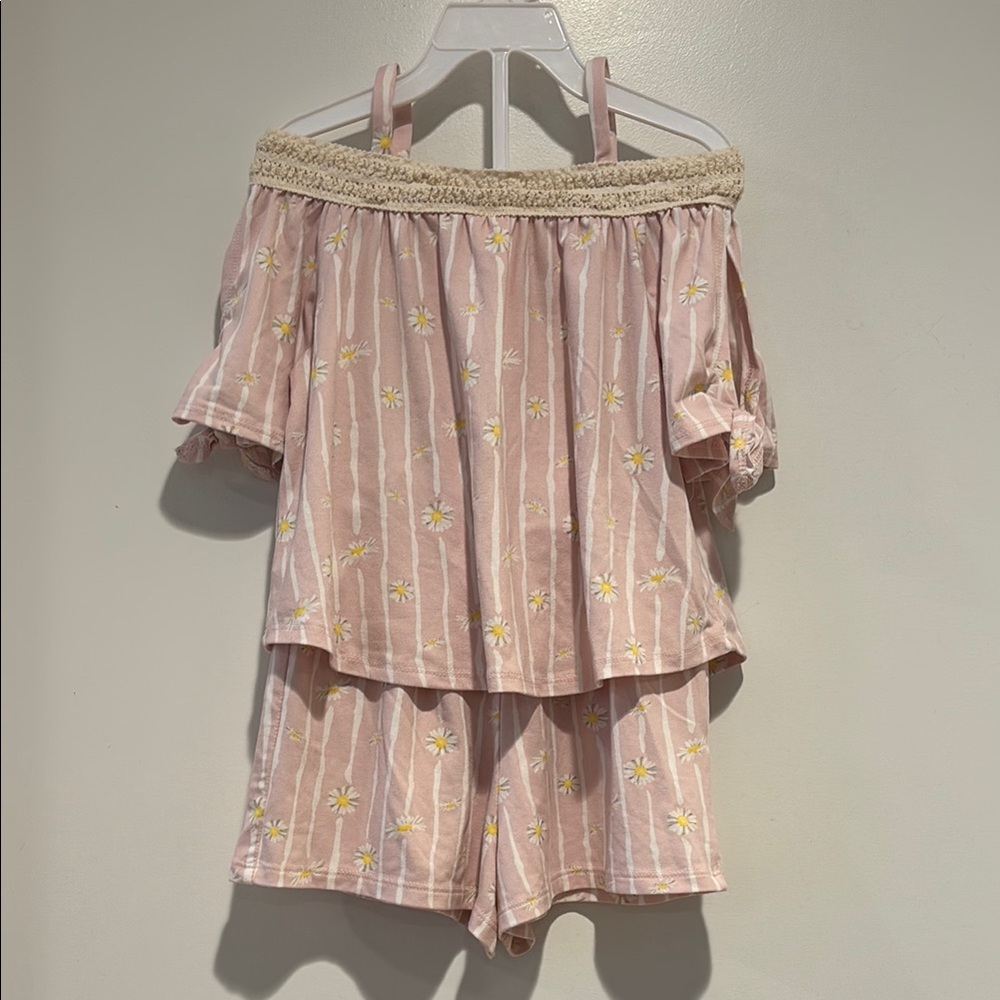 Pink and Cream Pajama Matching Set with Relaxed Fit